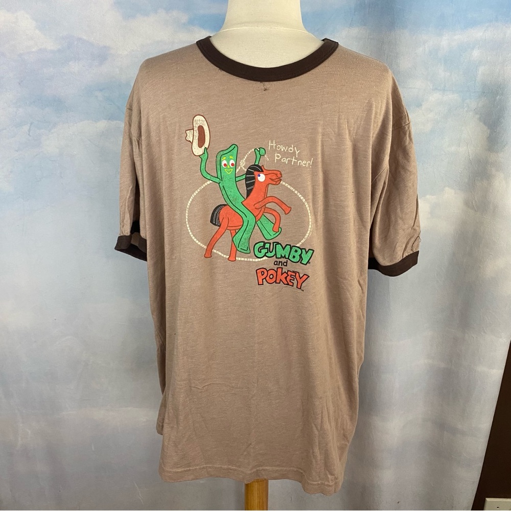 Gumby & Pokey Graphic Ringer T-Shirt - Brown